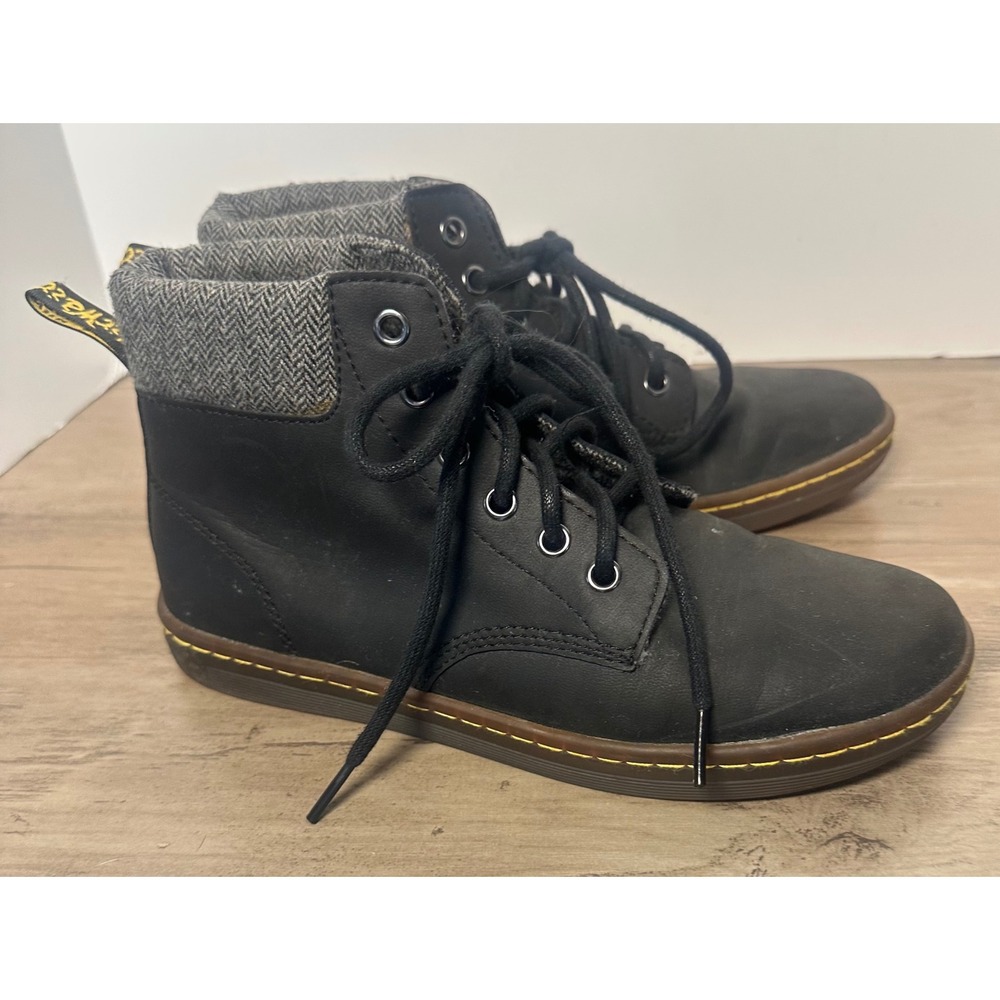 Dr‎ Doc Martens Maelly Boots Womens 7 Black Leather Padded Lace Up - Picture 3 of 8